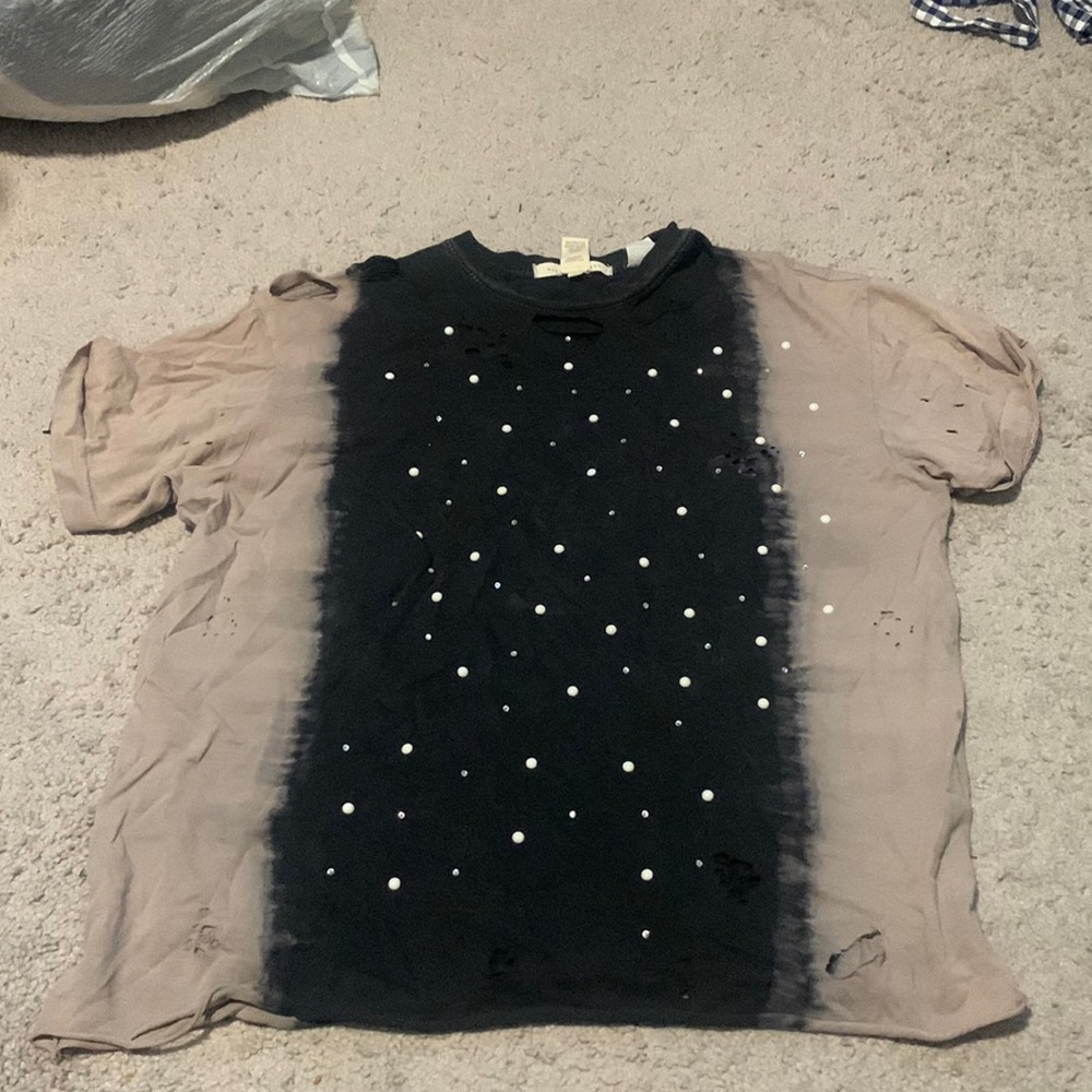 Gilded Intent Pearl/Gem Distressed Tee